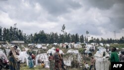 Dans un camp de déplacés remplis de personnes fuyant l'avancée des M23, au nord de Goma, le 2 novembre 2022.