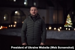 Screengrab of Ukraine President Volodymyr Zelenskyy speaking in a video address to Ukrainians who celebrate Christmas in December. Most Ukrainians are Orthodox Christians and mark the occasion in early January.