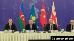 Qazaxıstan, Azərbaycan, Gürcüstan və Türkiyə xarici işlər nazirləri (Foto Qazaxıstan Xarici İşlər Nazirliyinindir)