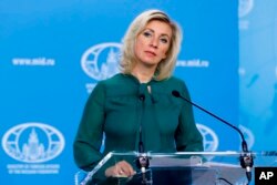 Juru bicara Kementerian Luar Negeri Rusia Maria Zakharova di Moskow, Rusia, 2 November 2022. (Layanan Pers Kementerian Luar Negeri Rusia via AP)