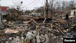 러시아 미사일 공격으로 파괴된 우크라이나 크이우 시내 주택 (자료사진)