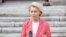 European Commission President Ursula von der Leyen speaks in Dublin on Dec. 1, 2022. "Russia must pay for its horrific crimes," she said, laying out arguments to establish a United Nations-backed court to examine Russian aggression in Ukraine. 