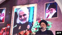 Iranian President Ebrahim Raisi delivers a speech in the capital Tehran on Jan. 3, 2023.