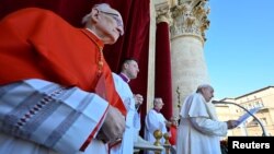 Pope Francis delivers his traditional Christmas Day Urbi et Orbi message to the city and the world from the main balcony of St. Peter's Basilica at the Vatican, Dec. 25, 2022. (Vatican Media/­Handout via Reuters)