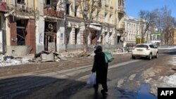 러시아군 포격으로 부서진 우크라이나 하르키우 도심 건물. (자료사진)