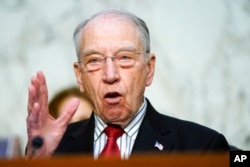 FILE - Sen. Chuck Grassley, R-Iowa, speaks on Capitol Hill in Washington, March 22, 2022.