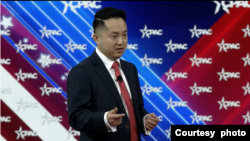 이현승 씨가 지난해 플로리다 올랜도에서 열린 보수정치행동회의(CPAC)에서 연설했다. 사진=CPAC 영상 캡쳐.