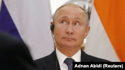 Presiden Rusia Vladimir Putin di New Delhi, India, 5 Oktober 2018. (Foto: REUTERS/Adnan Abidi)