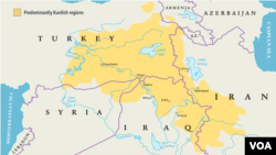 Kurdish regions that encompass parts of Iraq, Syria, Turkey and Iran.