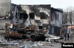 განადგიურებული რუსული ტანკი