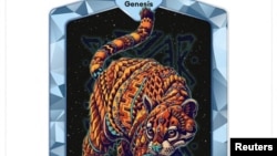 A non-fungible token (NFTs) of an illustration of a Brazilian tree ocelot by Los Angeles based graphic artist Ben Kwok.