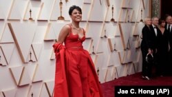 Ariana DeBose arrives at the Oscars on Sunday, March 27, 2022, at the Dolby Theatre in Los Angeles
