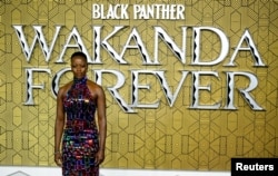 Cast member Florence Kasumba attends the premiere of "Black Panther: Wakanda Forever", in London, Britain November 3, 2022. (REUTERS/Toby Melville)