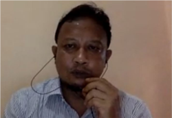 Komisioner Komnas HAM M Choirul Anam saat menggelar konferensi pers online pada Selasa, 14 April 2020. (Foto: screengrab)