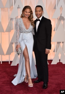 Chrissy Teigen, left, and John Legend