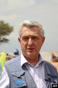 Filippo Grandi, the United Nations High Commissioner for Refugees (UNHCR), tours the Bogo IDP camp during a field visit in Maroua, Cameroon, April 28, 2022.