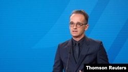 2일 하이코 마스 독일 외무장관이 베를린에서 성명을 발표하고 있다. 