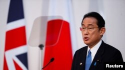 Perdana Menteri Jepang Fumio Kishida menyampaikan pidato di Guildhall di London, 5 Mei 2022. (Foto: Reuters)
