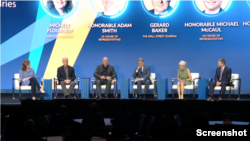 米尔肯研究院2022年5月2日在洛杉矶举行年度全球会议，邀请来自两党的现任和前任国会议员，以及前政府官员讨论大国竞争和美国当前面临的国际挑战。