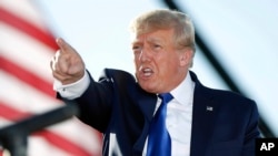 FILE - Former President Donald Trump speaks at a rally at the Delaware County Fairgrounds, April 23, 2022, in Delaware, Ohio.