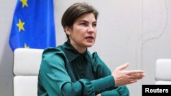 ირინა ვენედიქტოვა, უკრაინის გენერალური პროკურორი ჰააგაში (ნიდერლანდები) გამართულ პრესკონფერენციაზე. 31 მაისი, 2022 წ.