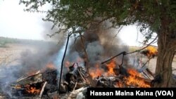 Sansanin 'yan kungiyar Boko Haram da aka kona.