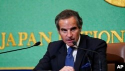 라파엘 그로시 국제원자력기구(IAEA) 사무총장이 20일 일본 도쿄에서 기자회견을 했다.