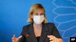 2022年5月23日，周一，美国副贸易代表莎拉·比亚奇在泰国曼谷接受媒体采访。