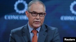 Scott Pruitt, Administrator of the U.S. Environmental Protection Agency, answers a question during the Concordia Summit in Manhattan, New York, U.S., Sept. 19, 2017. 