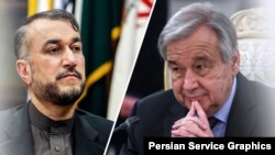 آنتونیو گوترش، دبیرکل سازمان ملل متحد و حسین امیرعبداللهیان وزیر امور خارجه جمهوری اسلامی