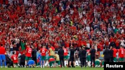 Morocco fans cheer for their team after its semifinal loss to France in the World Cup on Dec. 14, 2022. (USA Today Sports via Reuters)