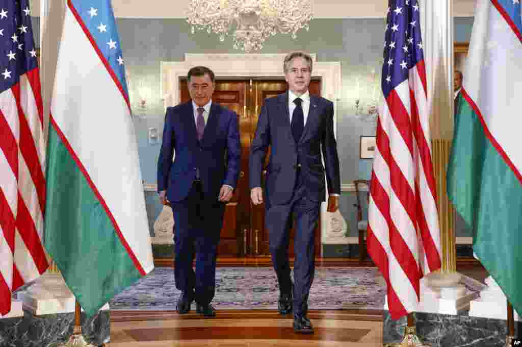 AQSh Davlat kotibi Entoni Blinken va O&#39;zbekiston Tashqi ishlar vaziri Vladimir Norov, Vashington, 12-dekabr, 2022