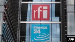FILE - The headquarters of French national audiovisual media company group, France Medias Monde (FMM), which includes Radio France Internationale (RFI), at Issy-les-Moulineaux, near Paris, April 9, 2019.
