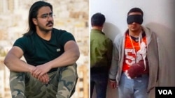 مجیدرضا رهنورد (راست) بعد از دستگیری در فیلمی که دست او مجروح است علیه خود اعتراف می‌کند. گزارش شده بود آقای هنرمند تحت شکنجه است. 