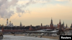 FILE - A general view of the Kremlin, St. Basil's Cathedral and Zaryadye Park in Moscow, Dec. 5, 2022. 