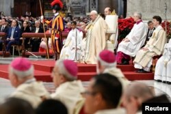 Pope Francis leads the Mass to mark the World Day of Peace in St. Peter's Basilica at the Vatican, Jan. 1, 2023. (Vatican Media/­Handout via Reuters)