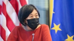 FILE - In this Sept. 29, 2021, file photo, U.S. Trade Representative Katherine Tai speaks at the beginning of the "Workforce Management into. Tech Jobs" roundtable during the inaugural meeting of the U.S.-EU Trade and Technology Council, in Pittsburgh.