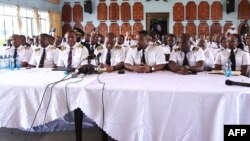 Des pilotes à la conférence de presse du syndicat des pilotes de Kenya Airways, le 7 novembre 2022.