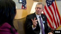 U.S. Ambassador to Uzbekistan Daniel Rosenblum in an exclusive interview with Voice of America's Navbahor Imamova, Tashkent, Uzbekistan, March 25, 2022 