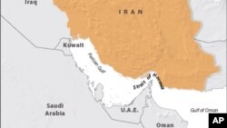 Map showing Strait of Hormuz