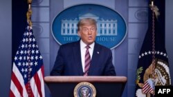 Presiden AS Donald Trump di Brady Briefing Room di Gedung Putih, Washington DC, Kamis, 5 November 2020. (Foto: Brendan Smialowski/AFP)