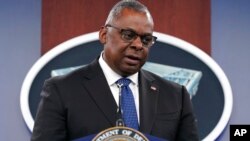 U.S. Defense Secretary Lloyd Austin speaks during a briefing at the Pentagon in Washington, Oct. 27, 2022.