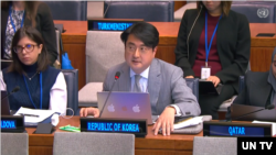 17일 김성훈 유엔주재 한국대표부 참사관이 반박권을 활용해 북한을 규탄하고 있다.