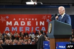 조 바이든 미국 대통령이 지난 27일 뉴욕주 시라큐스에서 열린 집회에 참석했다.
