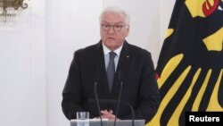 German President Frank-Walter Steinmeier addresses the nation in a speech titled "Strengthening All That Connects Us," in Berlin, Oct. 28, 2022.