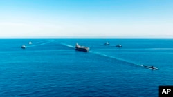 미국과 한국 해군, 일본 해상자위대가 지난해 9월 연합 대잠수함전 훈련을 실시했다.