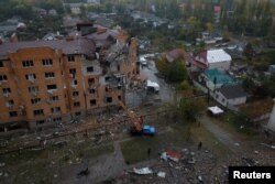 A view shows a residential building heavily damaged by a Russian missile attack in Mykolaiv, Ukraine, Oct. 23, 2022.