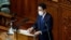 日本首相岸田文雄在国会发表政策讲话。（2022年10月17日）