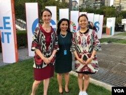 #UNGA74: Helena Fraser, UN Resident Coordinator in Uzbekistan; Tatyana Sin, Khorezm-based environmentalist, and VOA's Navbahor Imamova, New York, September 23, 2019