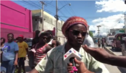 Rapper 222 Flow says the neighborhood is thrilled to have Pascal Alexandre back home. (Matiado Vilme /VOA Créole)